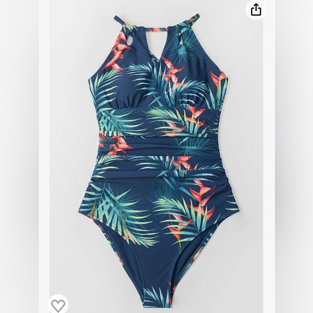 Cupshe Women’s One Piece Swimsuit Tummy Control Cutout High Neck